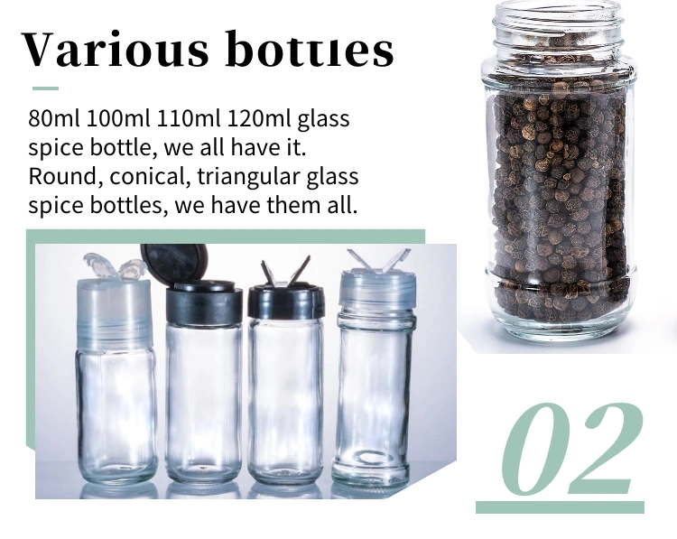 Mini Plastic Cap 120ml Salt and Pepper Jar Square Shaker Glass Spice Bottle for Spice Packaging