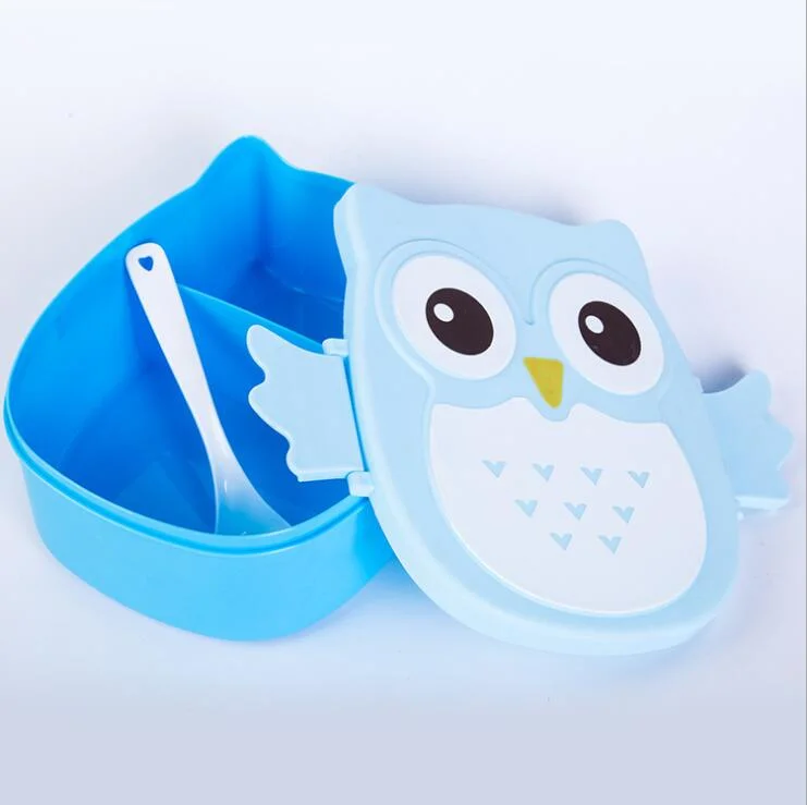 Cute Kids Cartoon Owl Plastic Lunch Box Portable Bento Box Food Container Storage Box