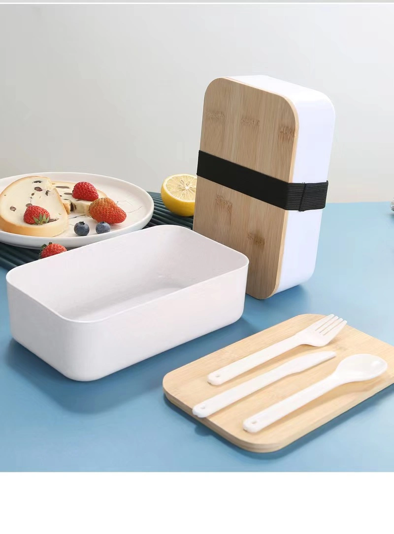 Bamboo Lid Plastic Bento Lunch Box