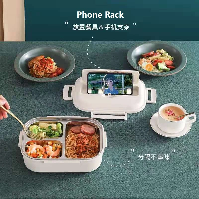 Inventory Portable Phone Rack Leakproof 304 Stainless Steel Electric Heated Lunch Bento Box for Student Worker