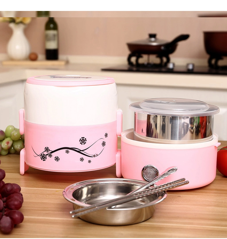 Pink Electric Cooker Lunch Box Stainless Steel Inner Box