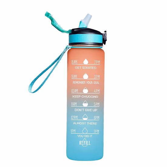 Taza de plástico para deportes, taza de agua, taza de paja de gran capacidad, taza espacial de Color degradado portátil, botella para hacer ejercicio al aire libre, 1000ml