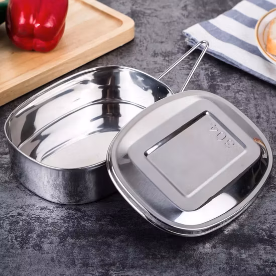 Clips bloqueables Bento de acero inoxidable ajustable para niños con juego de tapas Fiambrera para la escuela Estudiante Almuerzo Contenedor de comida
