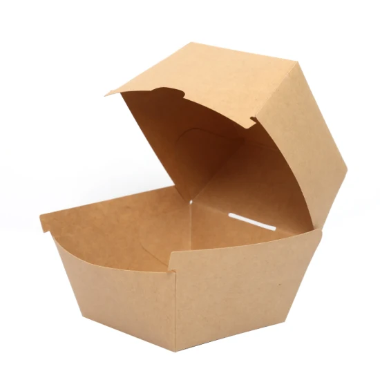 Caja de embalaje corrugado E Caja de almuerzo de hamburguesa corrugada Caja de almuerzo desechable Caja de embalaje degradable de protección ambiental